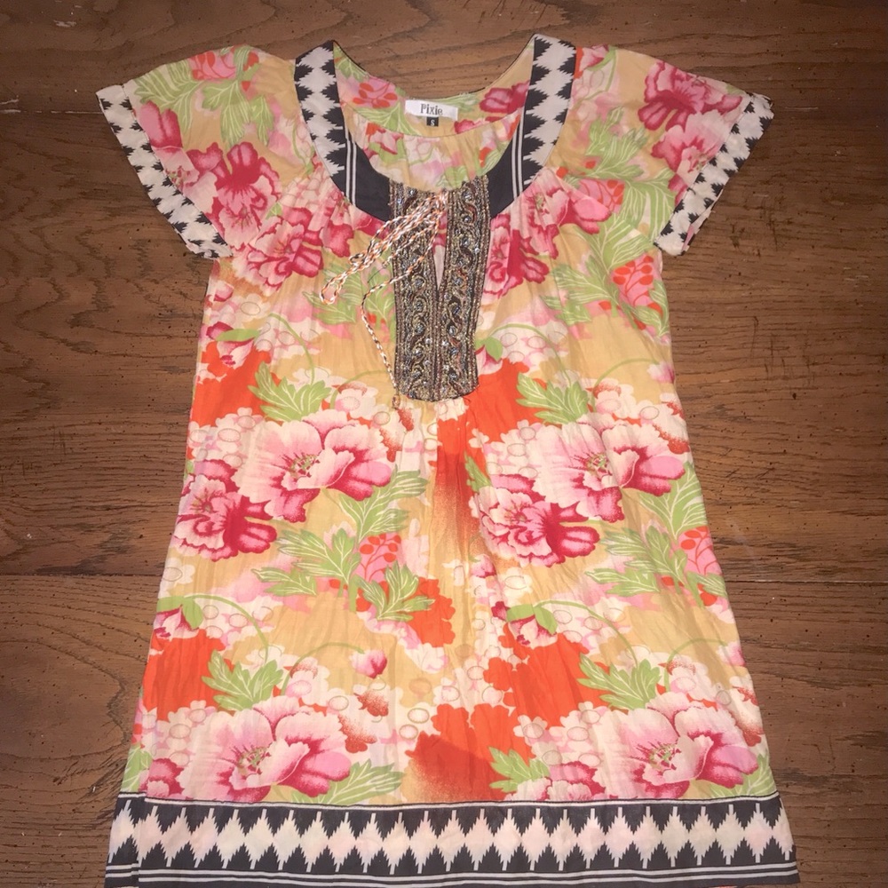 Pixie short sleeve floral tunic